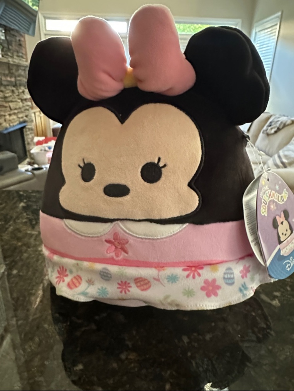 Disney Minnie Mouse Squishmallow with Pink Bow and Floral Skirt